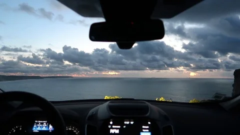 Ocean view through the windshield of a car Stock-Footage 109503279