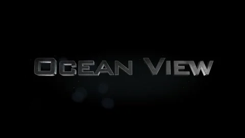 Ocean View title 3D metal text on black alpha channel background Stock Footage 301264648