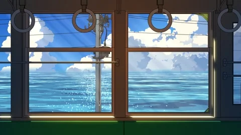 Ocean View Train Interior Loop Animation 4K Vídeos de archivo 335148228