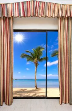 Ocean view window Stock Photos