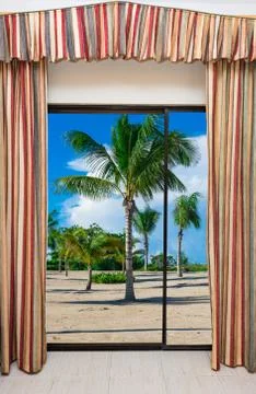 Ocean view window Stock Photos