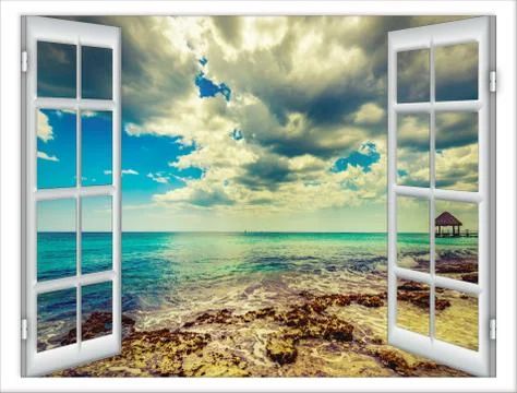 Ocean view window Foto stock