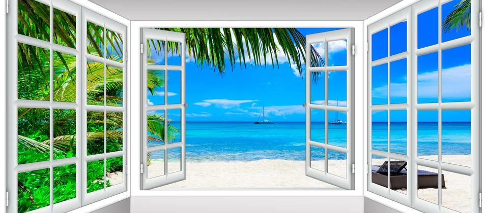 Ocean view window Foto stock