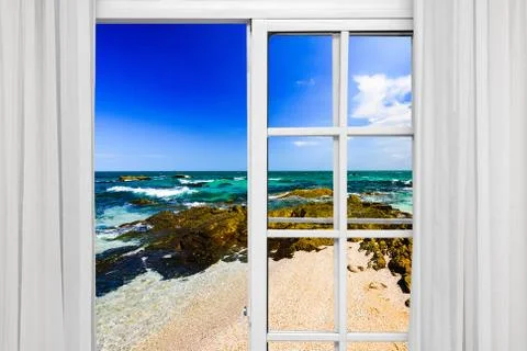 Ocean view window Fotos de archivo