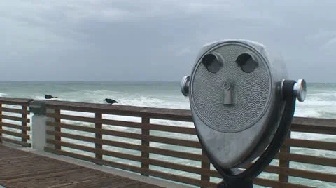 Ocean viewer on a Pier Stock Footage 8839668