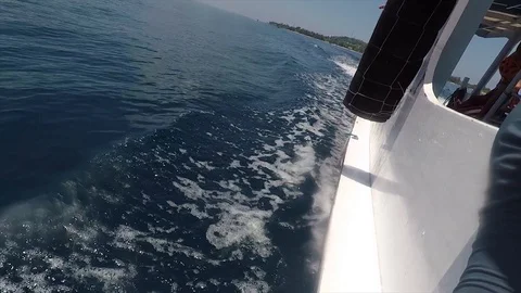 Ocean views seen through ship in Lombok Indonesia Stock Footage 120223543