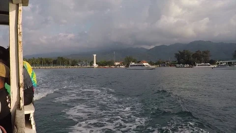 Ocean views seen through ship in Lombok indonesia Stock Footage 120225096
