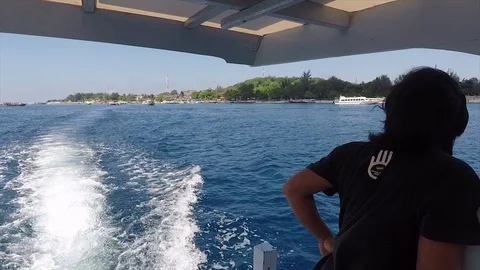 Ocean views seen through ship in Lombok Indonesia Stock Footage 120225369