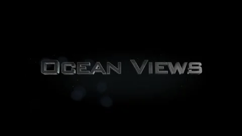 Ocean Views title metal text on black alpha channel background Stock Footage 295888036