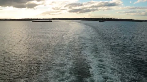 Ocean wake behind large ship Stock Footage 42677162