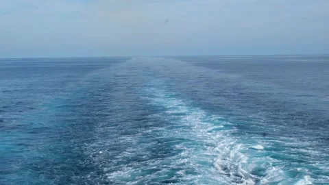 Ocean wake horizon Wake of the cargo ship. Stock Footage 312236210