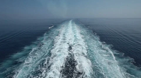 Ocean wake smoke behind large ship P HD 1288 Видео 7765753