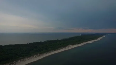 The ocean is washed by a huge peninsula. From the side of the water a view of Stock Footage 93785201