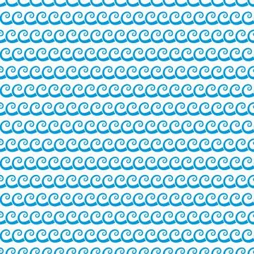 Ocean water blue waves lines seamless pattern Stock Illustration