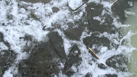 Ocean water during winter with floating ice Stock Footage 240722384