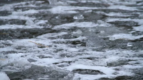 Ocean water during winter with floating ice Stock Footage 240722385