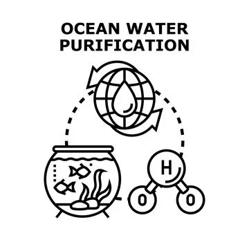 Ocean water purification system concept illustration Stock Illustration