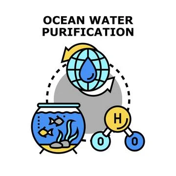 Ocean water purification system concept illustration Stock Illustration
