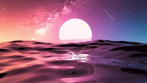Ocean water with realistic moon reflection 4k animation Stock Footage 252786240