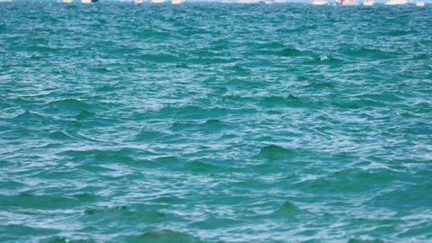 Ocean water surface with small waves created by wind. Gentle motion, n Stock Footage 327565968