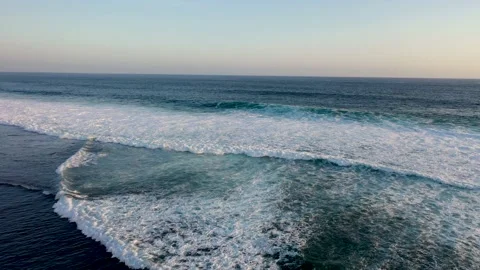 Ocean water surface with waves at sunset, aerial view Stock Footage 137764821