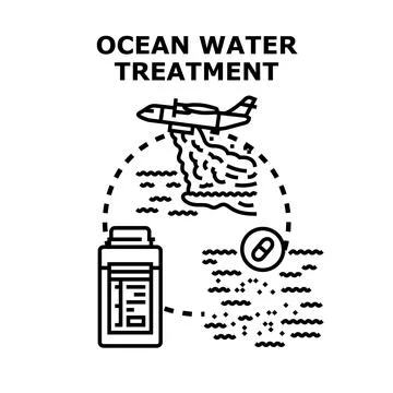 Ocean water treatment process conceptual vector illustration Stock Illustration