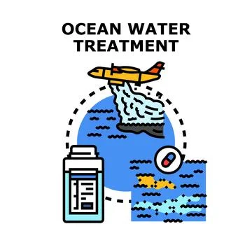 Ocean water treatment process conceptual vector illustration Stock Illustration