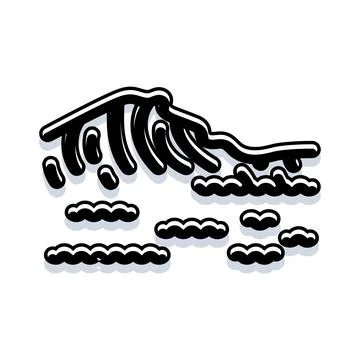 Ocean water wave breaking splash black white Illustrazione stock