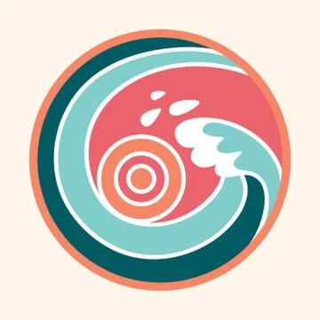 Ocean wave and sun logo Stock Illustration