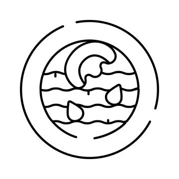 Ocean wave and water drops in circle icon 스톡 일러스트