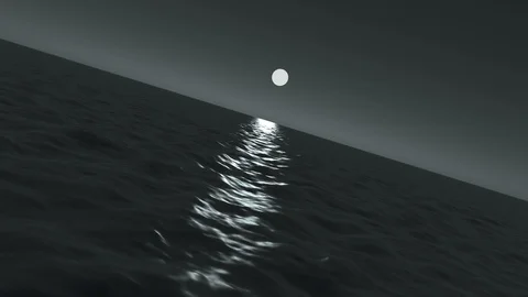 OCEAN WAVE WITH BEAUTIFUL MOON LIGHT Stock Footage 125971394