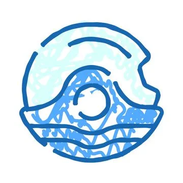 Ocean wave blue symbol doodle drawing Stock Illustration