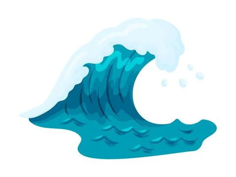 Ocean Wave Blue Teal Water Splash Sea Clipart Stock Illustration