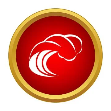 Ocean wave breaking icon a red gold circle Illustrazione stock