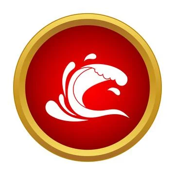 Ocean wave breaking with splashing water icon Stock Illustration