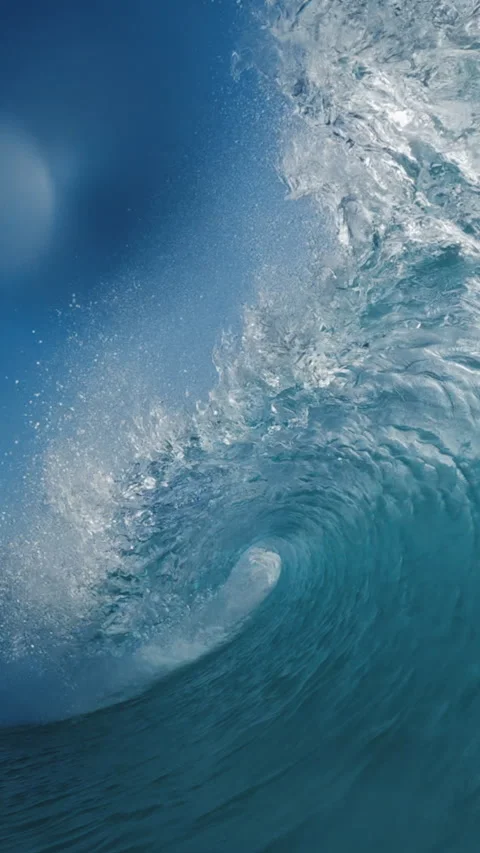 Ocean wave breaks on the camera, speed warp effect with frozen motion. Atlantic Stock Footage 329312629