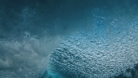 Ocean wave breaks with splash right onto the camera. Wave breaks over the shore Stock Footage 324960908