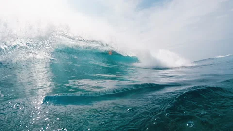 Ocean wave breaks at Sultans surf spot in Maldives. Tropical crystal clear wave Stock Footage 168190079