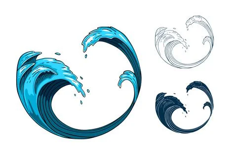 Ocean wave circle Stock Illustration