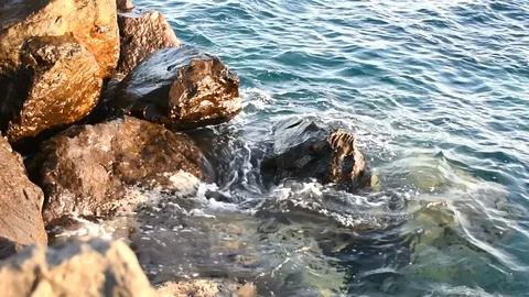 Ocean wave crash on the rocks. Stock Footage 119097715