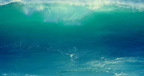 Ocean wave curl furious Hawaii hurricane tsunami tidal splashing swell breaking Stock Footage