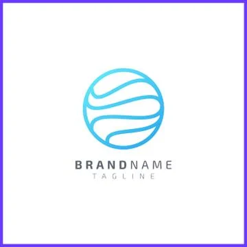 Ocean wave design in a circle. Simple and modern Stock Illustration