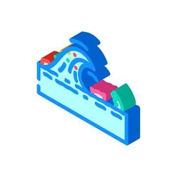Ocean wave destroying environment with garbage isometric icon Stock Illustration
