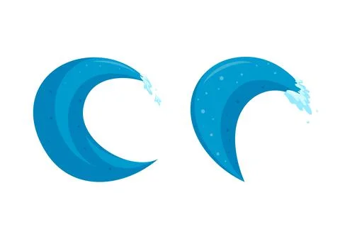 Ocean wave elements. Abstract water swirls and curls. Cartoon vector Illustrazione stock