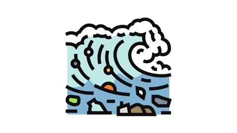 Ocean wave full of plastic Stock Footage 326114053