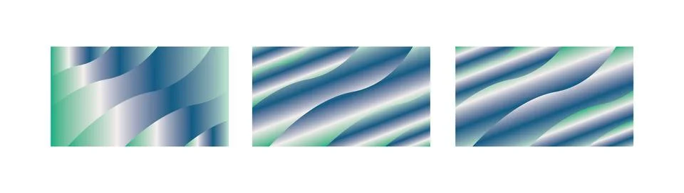 Ocean Wave Gradient Backgrounds Set with Blue and Green Curved Metallic Flo.. Stock Illustration