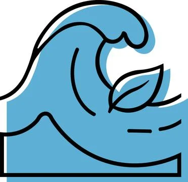 Ocean wave with green eco leaf icon Stock-Illustration