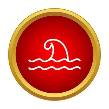 Ocean wave icon inside red circle frame Stock Illustration