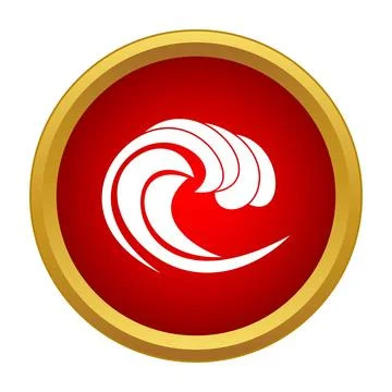 Ocean wave icon on red circular button Illustrazione stock