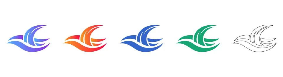 Ocean Wave Icon Set Stock Illustration
